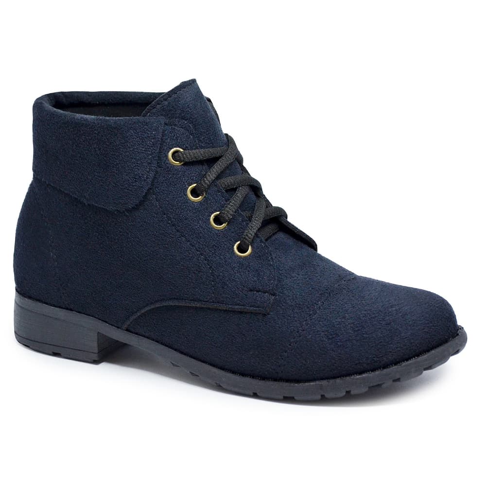 Bota Adulto Feminina Coturno de Camurça Cano Curto Salto Médio Para Inverno