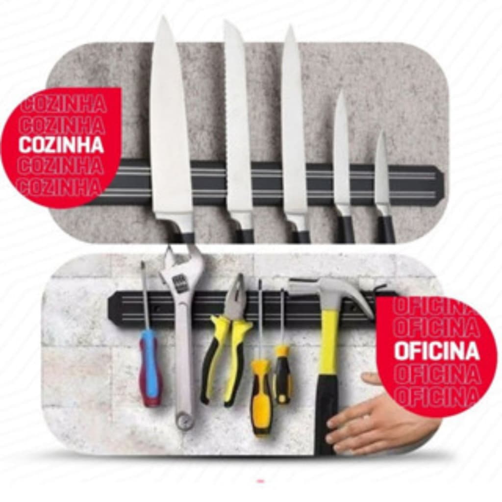 Barra Magnética Imã Suporte Faca Ferramentas Facas Cozinha Magnética Multiuso 33cm