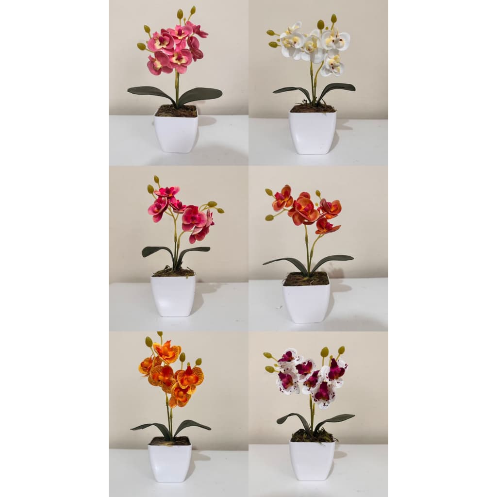 Mini Orquidea Artificial Silicone Vaso Decoração sala, casa