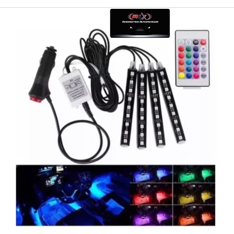 Kit Iluminação Interior Carro Luz Led C/controle Alta qualidade