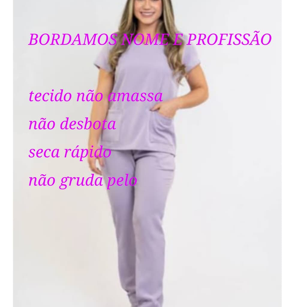 Pijama Cirurgico Scrub Privativo Lilas com Bordado
