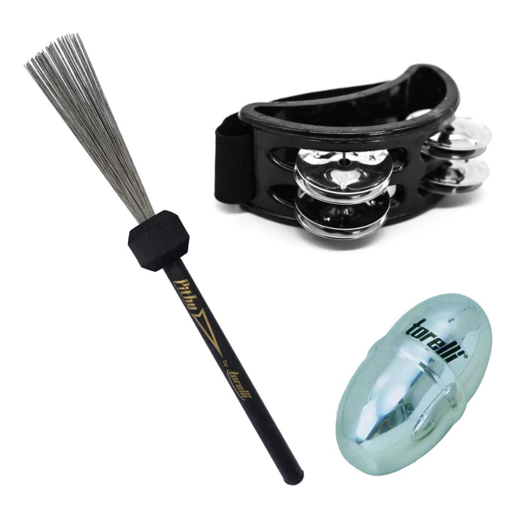 Kit Torelli Vassourinha P/ Cajon + Pandeirola De Pe + Ganza