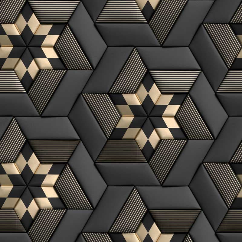 Papel De Parede 3d Dourado Preto Geométrico Rolo Autocolante Adesivo 1,00m