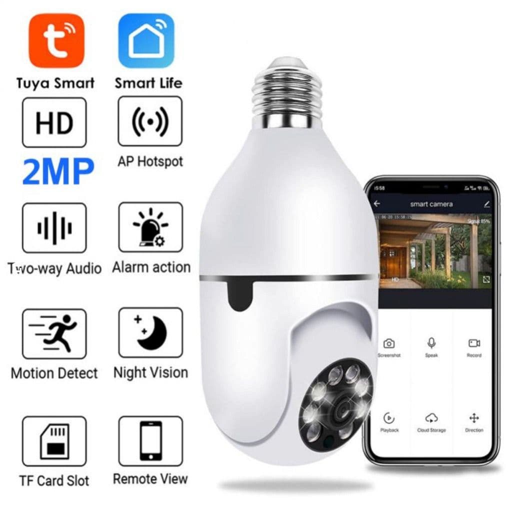 mini Câmera de segurança wifi ip sem fio 360 com encaixe lampada bocal aplicativo full HD visão notturna