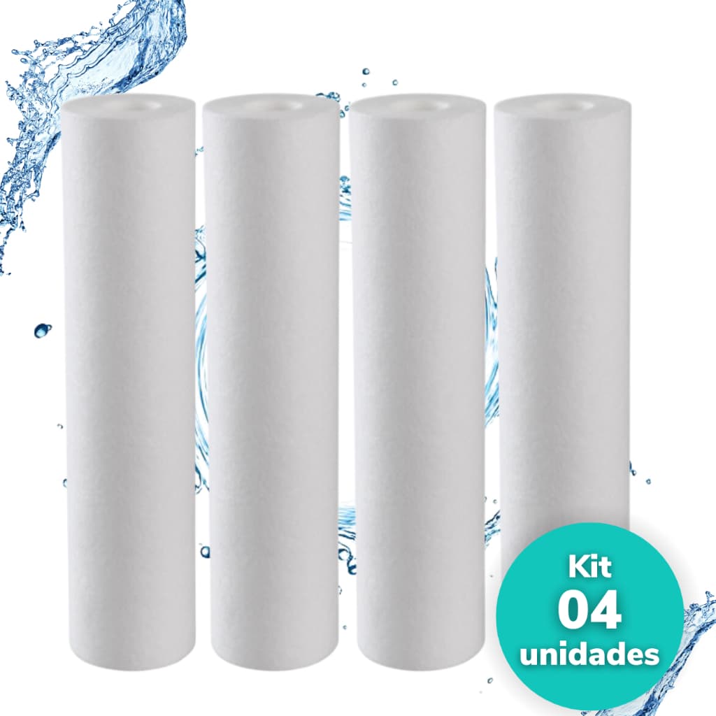 Kit 4 Refil Cartucho Filtro Polipropileno Liso 9 3/4 5 Micra