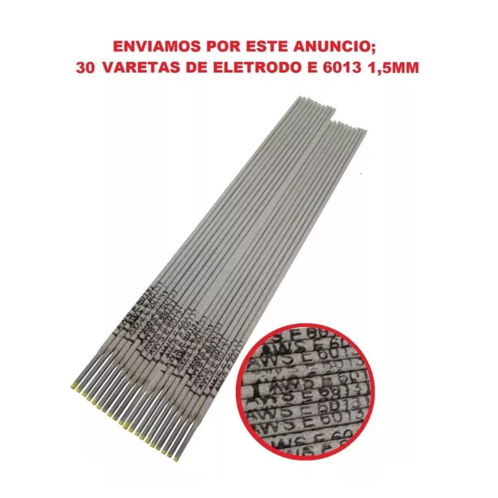 Eletrodos Solda Aço Ferro 6013 1,50mm kit 30 varetas para chaparias funelarias artesanatos