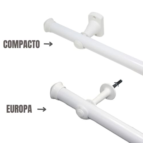 Varão de Cortina 1,80 Metros 19mm Branco Compacto / Europa