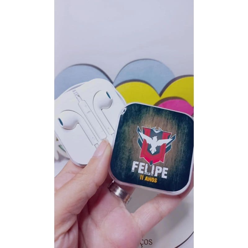 Kit com 10 Caixinhas Fone de Ouvido com Microfone Personalizado  - Lembrancinhas para Festa