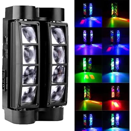 Moving Head Led Colorido Mini Spider Beam 8 Leds 5w Rgbw Dmx Com Strobo Sensor De Som e Automatico