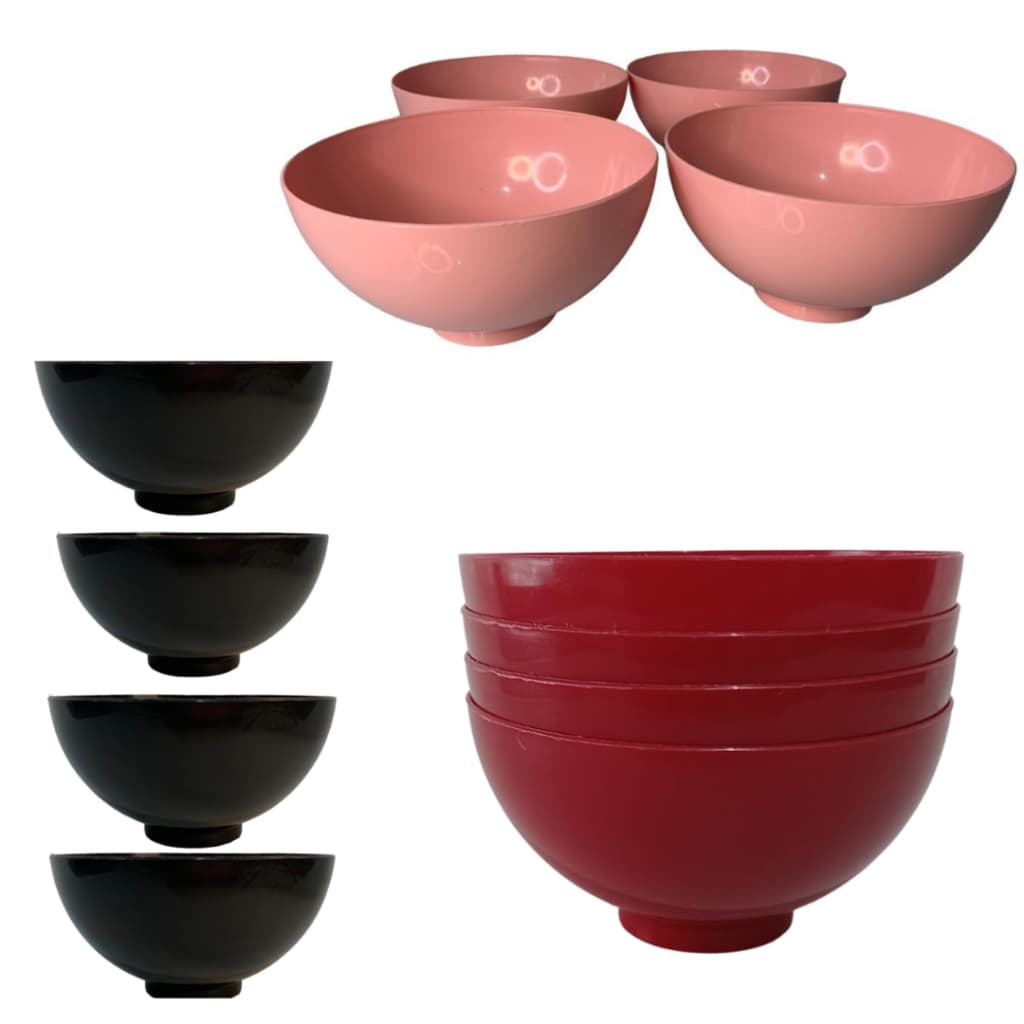 Conjunto de sobremesa Kit com 4 Bowl oriental cumbuca para sopas caldos açaí sorvete doces coloridos 700 ml plastutti