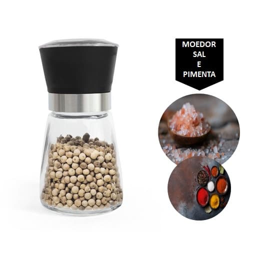 Moedor Vidro Sal Pimenta Triturador Cerâmica 250ml
