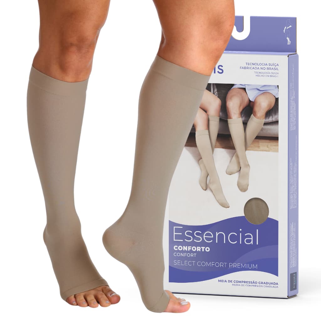 Meia Compressiva 3/4 AD 30-40mmhg Sigvaris Select Comfort Pé Aberto Tecnologia Efeito Climático Alta Compressão