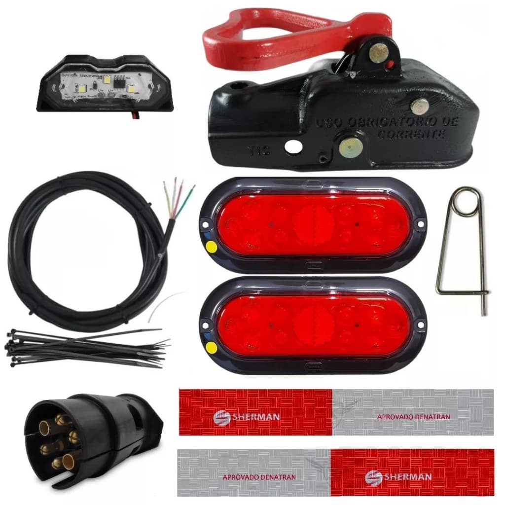 Kit Lanterna Led Carretinha A Prova D'água Cabo 4 Metros E Munheca