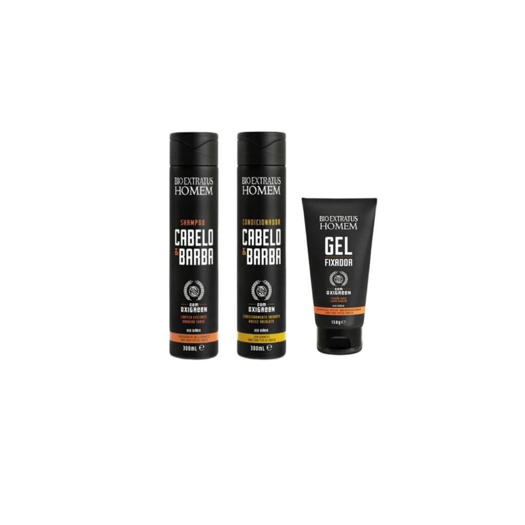 Kit Homem Shampoo Condicionador e Gel Bio Extratus