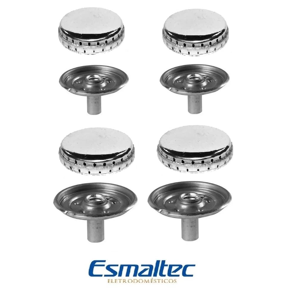 Kit Espalhador e Queimador Fogão Esmaltec Veneza Alumínio 4 bocas