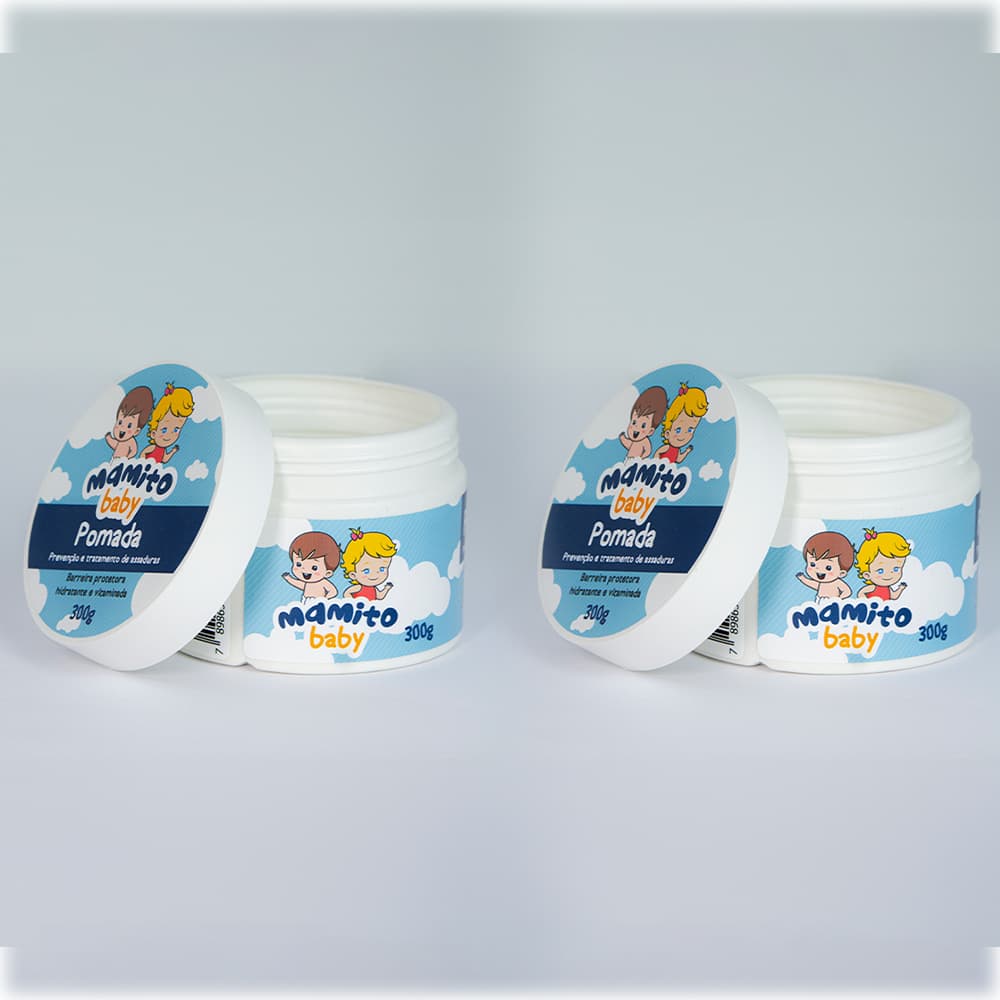 Kit com 02 Potes de Pomada De Tratamento e Prevenção Para Assaduras - Mamito Baby 300g