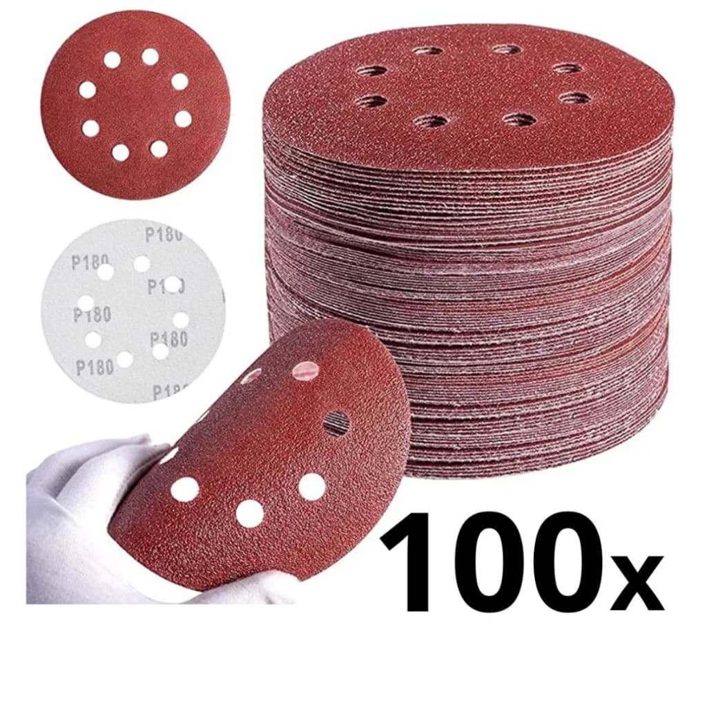 Kit 100x Disco De Lixa Com Velcro 125mm Para Lixadeira Roto Orbital - Escolha Seu Grão - Lixas Pluma 5 Pol.