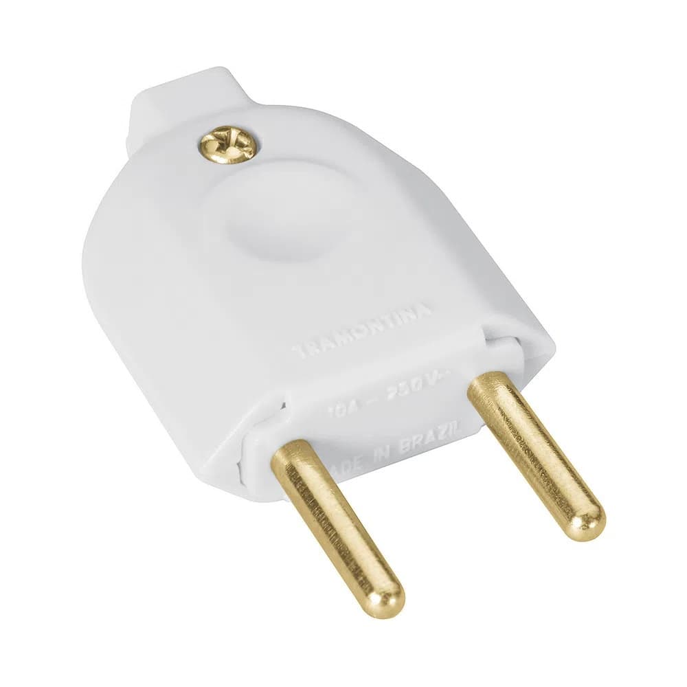 Plug Pino Adaptador De Tomada Macho Com 2 Pinos 10a 110V - 250V Profissional