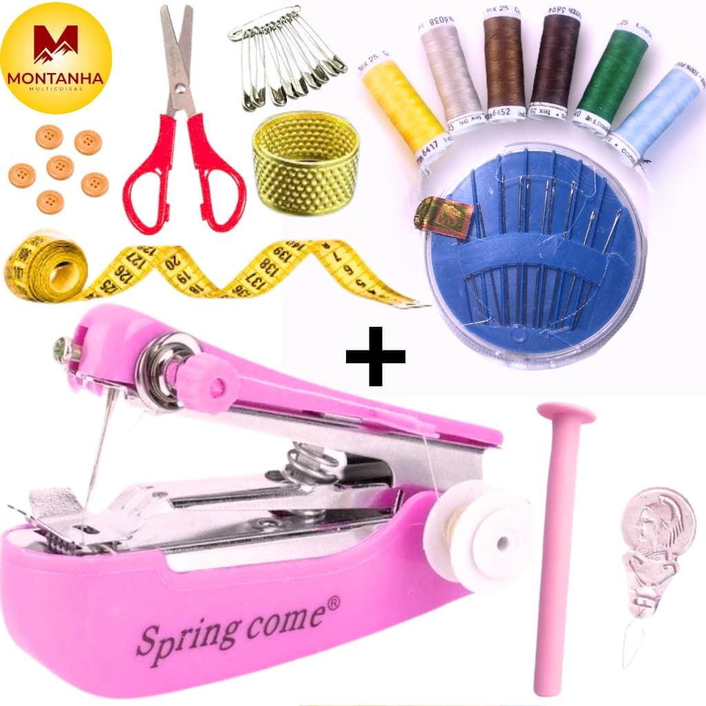 Mini Maquina De Costura Manual Portátil De Mão + Kit Costura