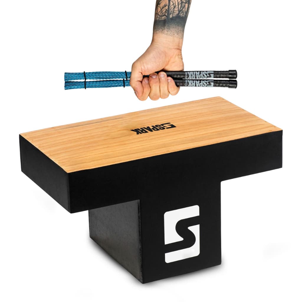 Cajon de Colo Elétrico Cajon Eletroacústico + Vassourinha Spark Instrumentos Musicais Percussão