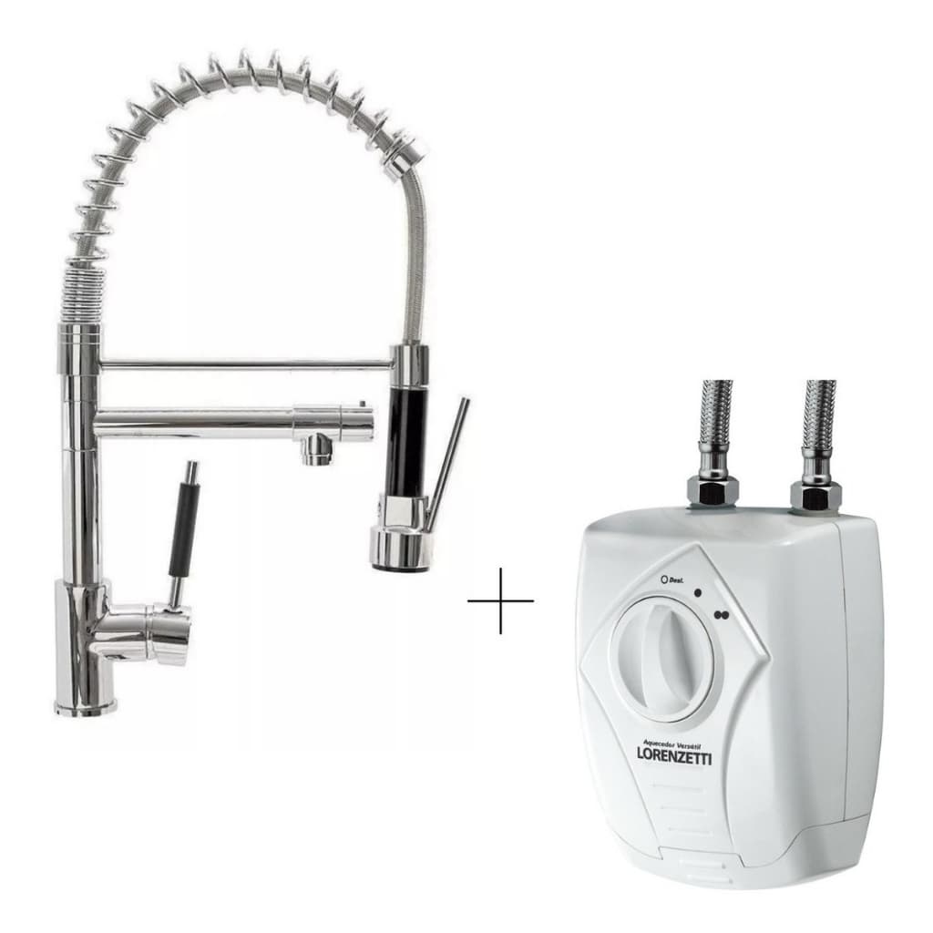 Kit Torneira Cozinha Gourmet Monocomando Cromada + Aquecedor 220v