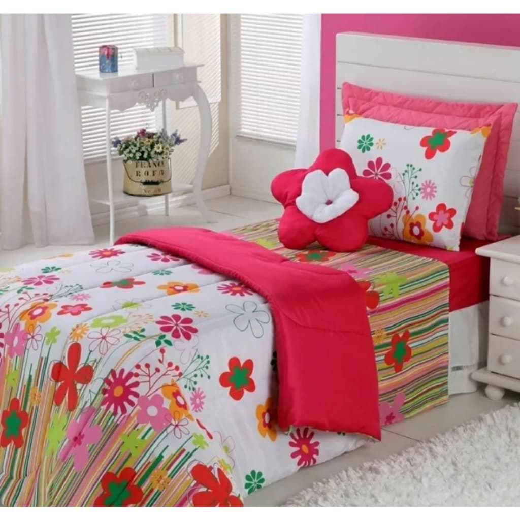 Edredom Solteiro Garden 03 Peças Ótimo Preço Envio Imediato