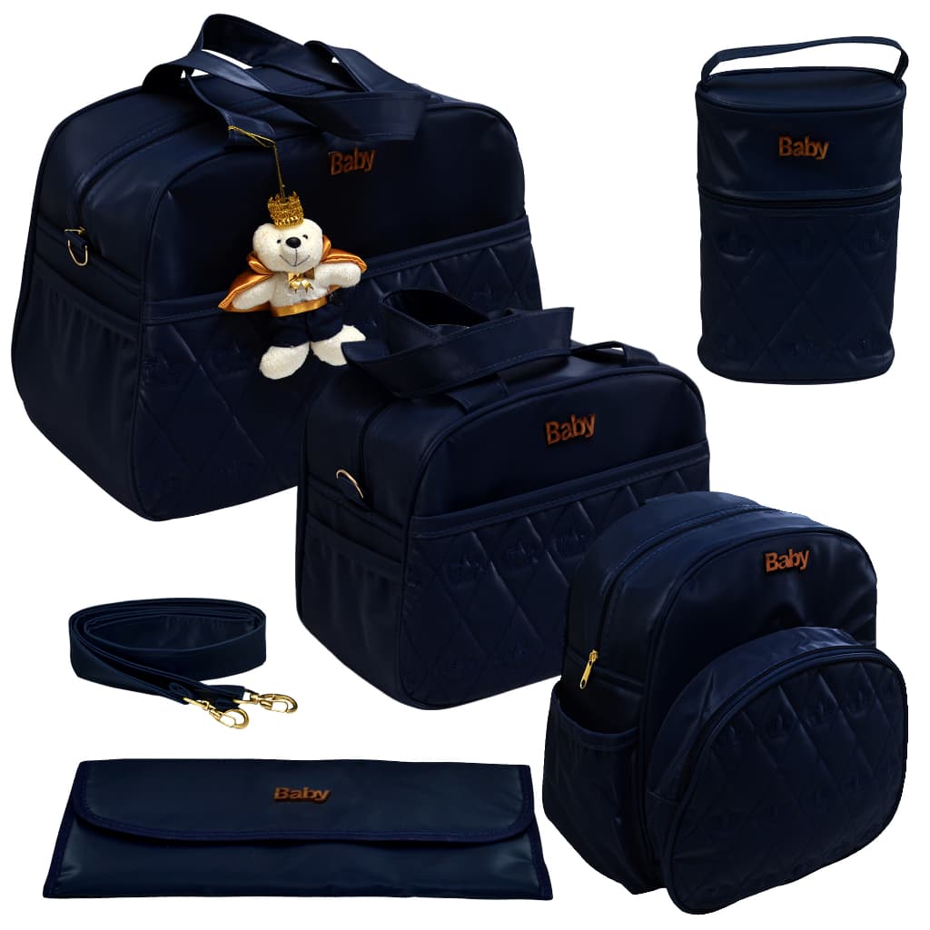Kit Bolsa Mala Maternidade Menino menina Bebê Masculino feminino 5 Peças Luxo