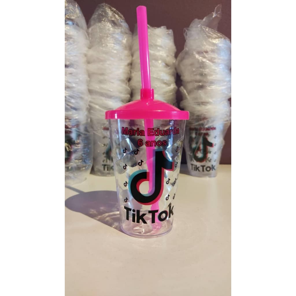 30 Copo Twister Com Tampa e Canudo Personalizado 350ml Lembrancinhas Decoração Para Festas