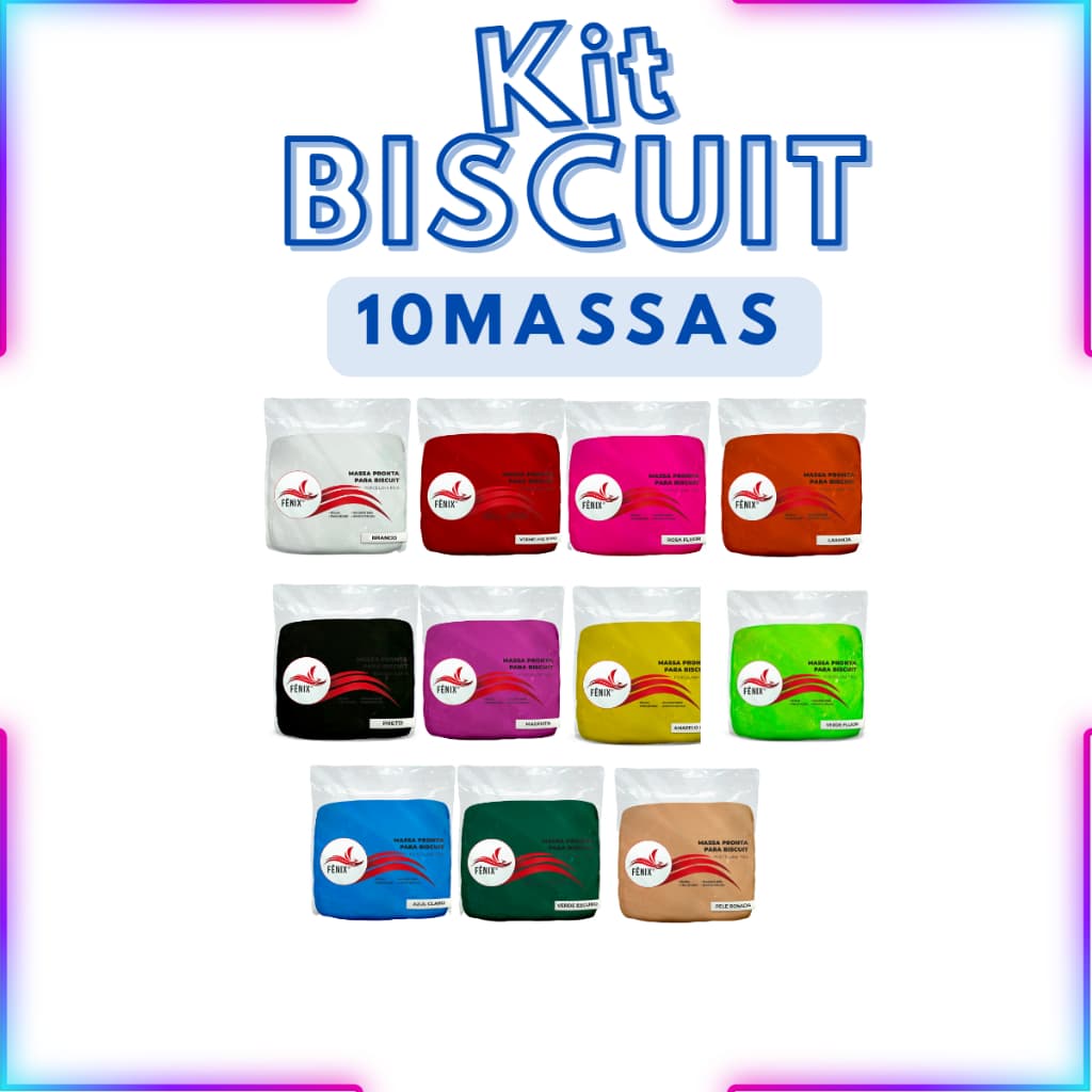 Massa De Biscuit Premium 90gramas Colorida Kits 10 ,12 ou 15 massas Escolha as cores