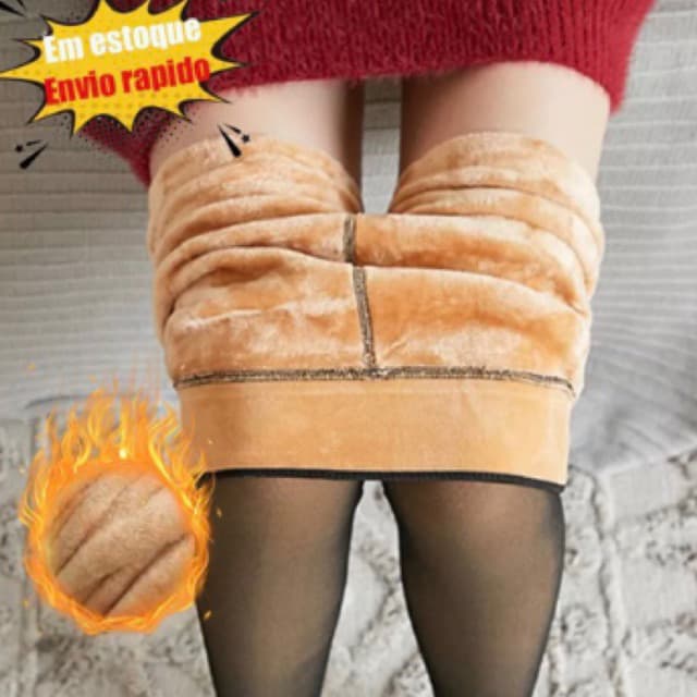 Meia-Calça Térmica Forrada Peluciada Translúcida Inverno Quente