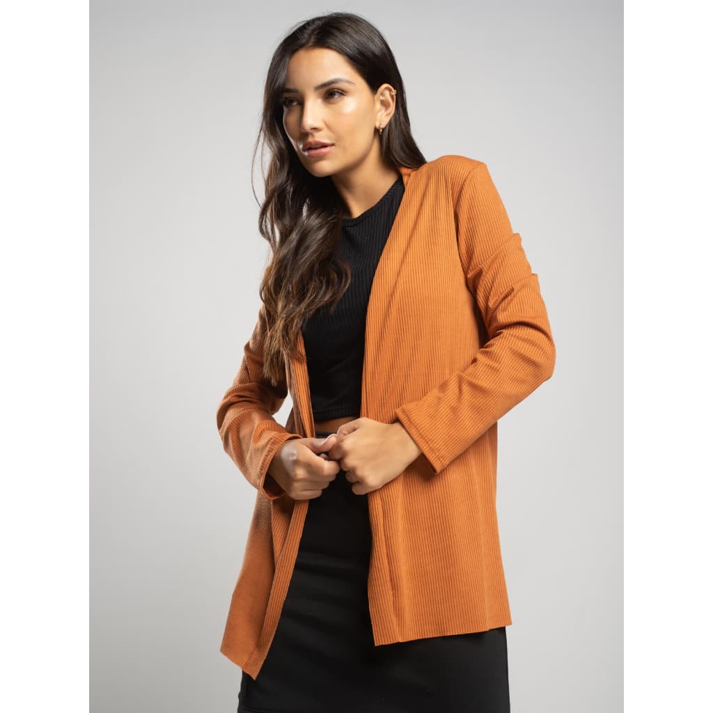 Cardigan Kimono Canelado Manga Longa Feminino Moda Casual Inverno