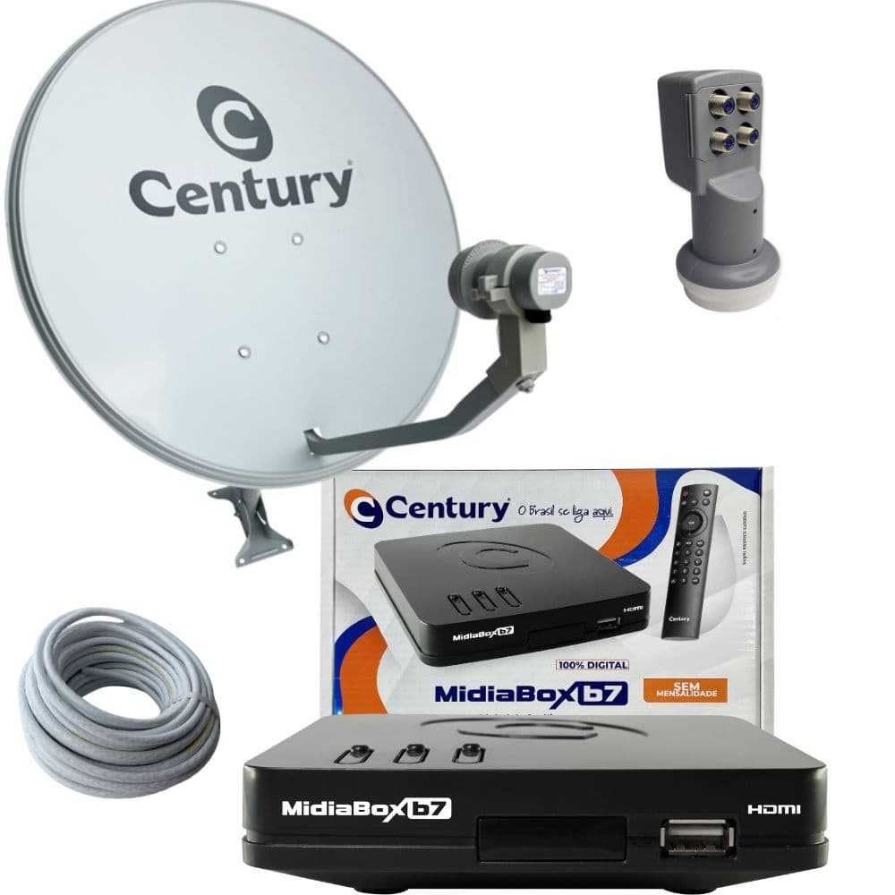 Antena Parabólica 60cm Banda Ku Midiabox B7 Quadruplo