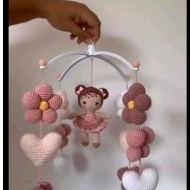 Kit Móbile de Crochê e Varal de Berço de crochet Para Bebê