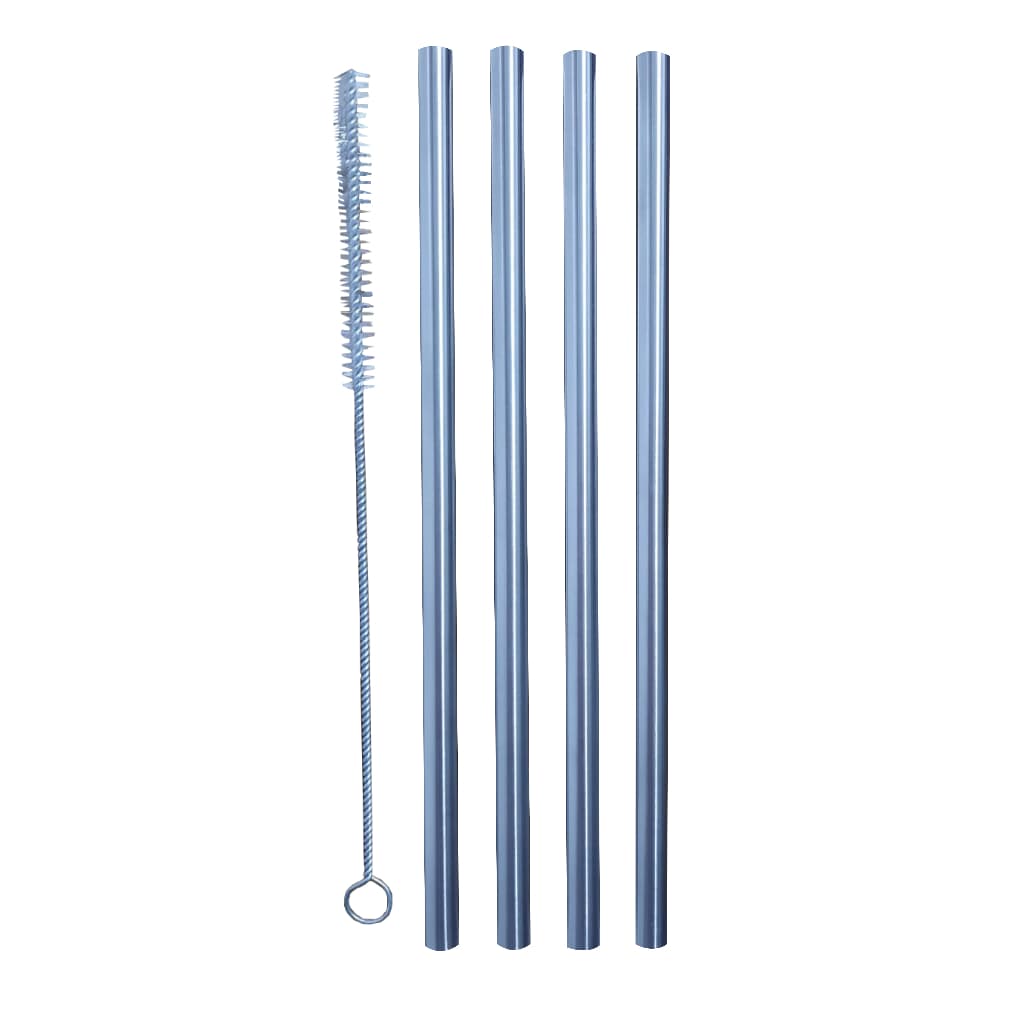 kit 5 pçs com 4 pçs Canudo de aço inox para milkshake reutilizável sustentável + 1 Escova de limpeza