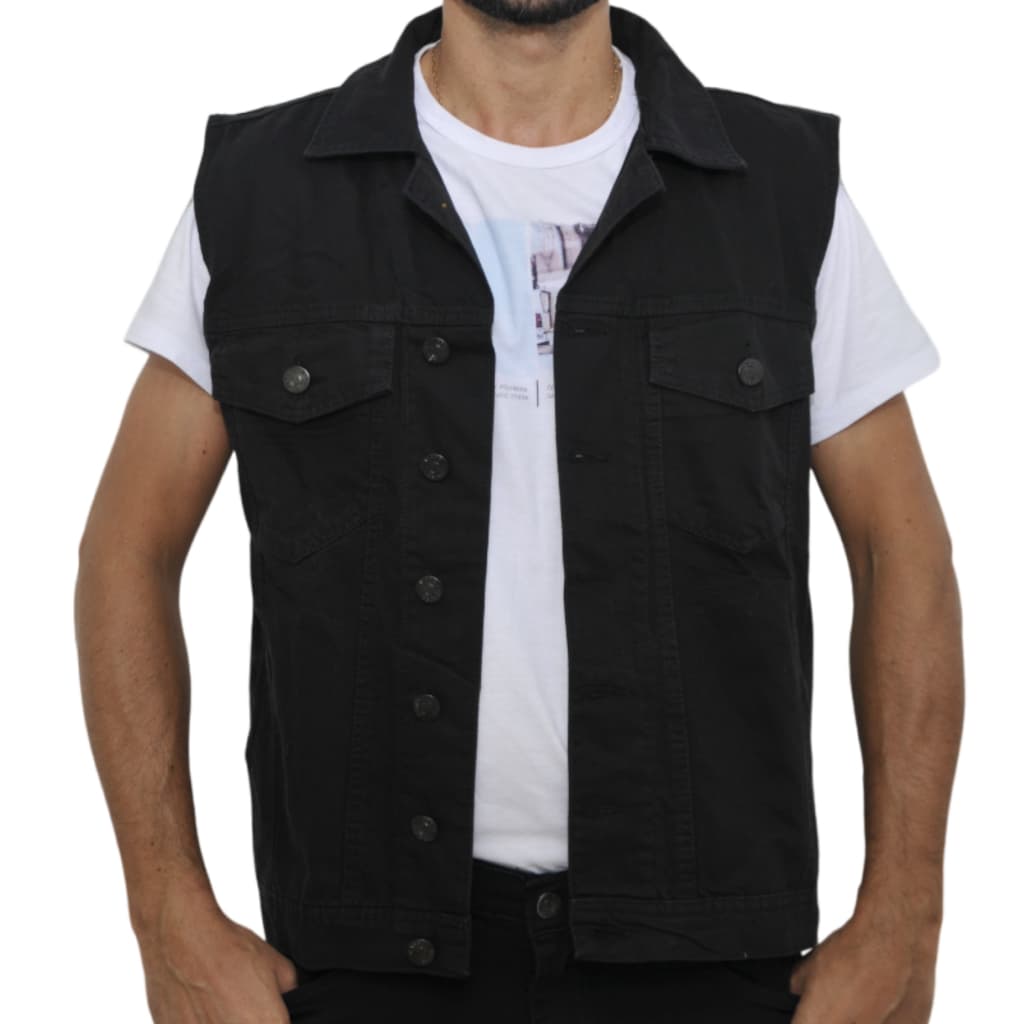 Colete Motociclista Motoclube Masculino Preto  Botão de Metal ¨***IMPECÁVEL***