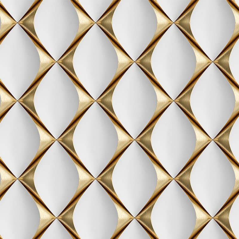 Papel De Parede Adesivo 3d Vinilico Losango em Tons de Branco e Gold 1,00m