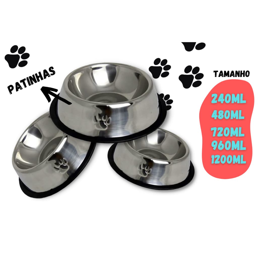 Comedouro ou Bebedouro inox Cachorro Para Cães E Gatos - antiderrapante