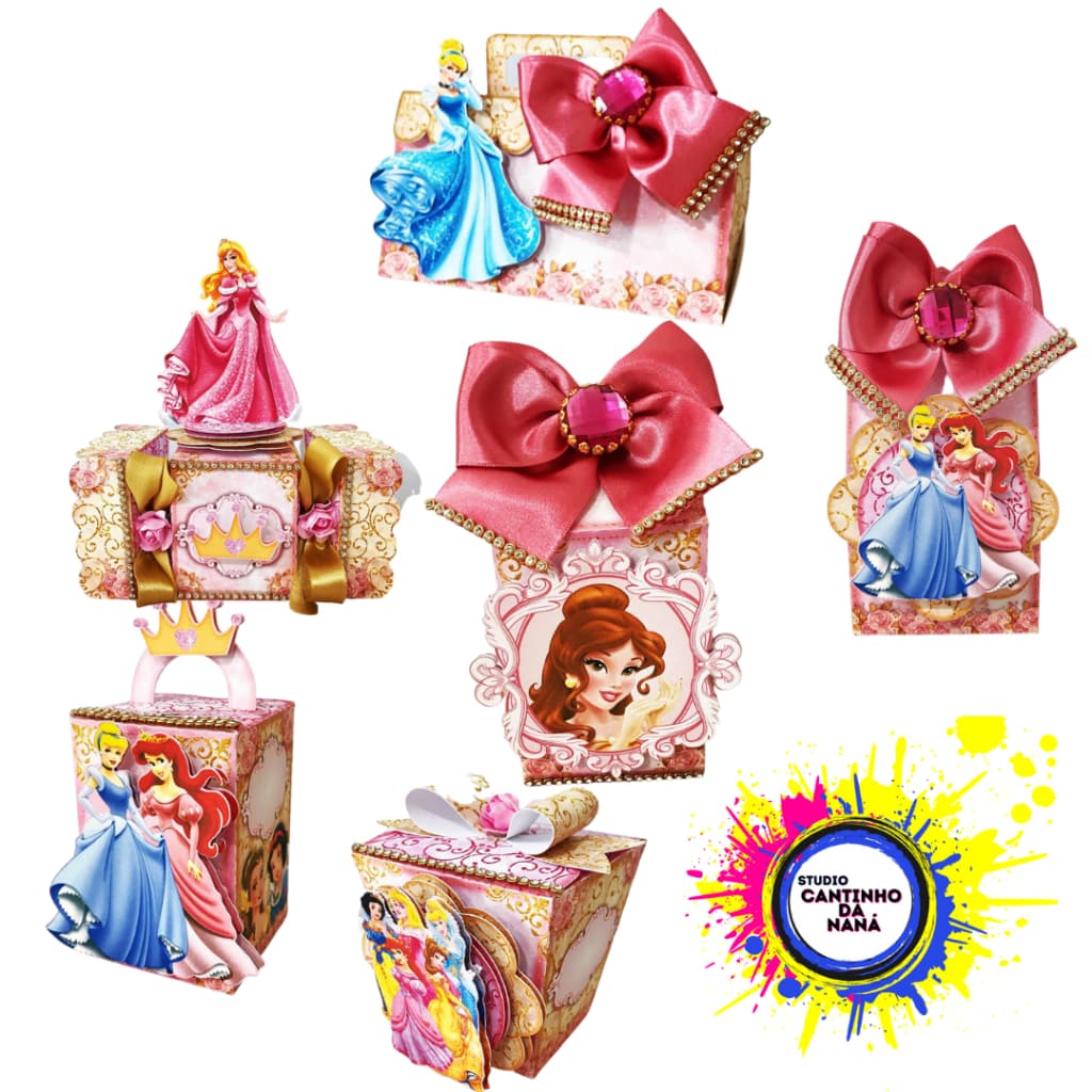 Kit Festa Princesas da Disney Aniversário Caixinhas