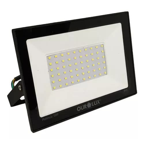 Refletor Projetor Super Led 50w 6500k Bivolt Preto Ourolux