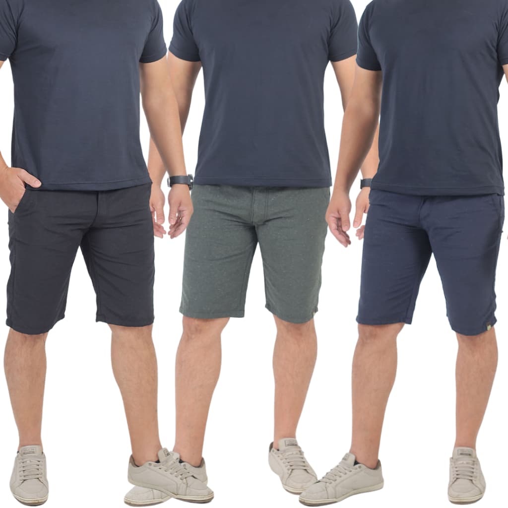 Bermuda Short Masculino de Brim Liso Sarja Esporte Fino Premium Padrão Shopping