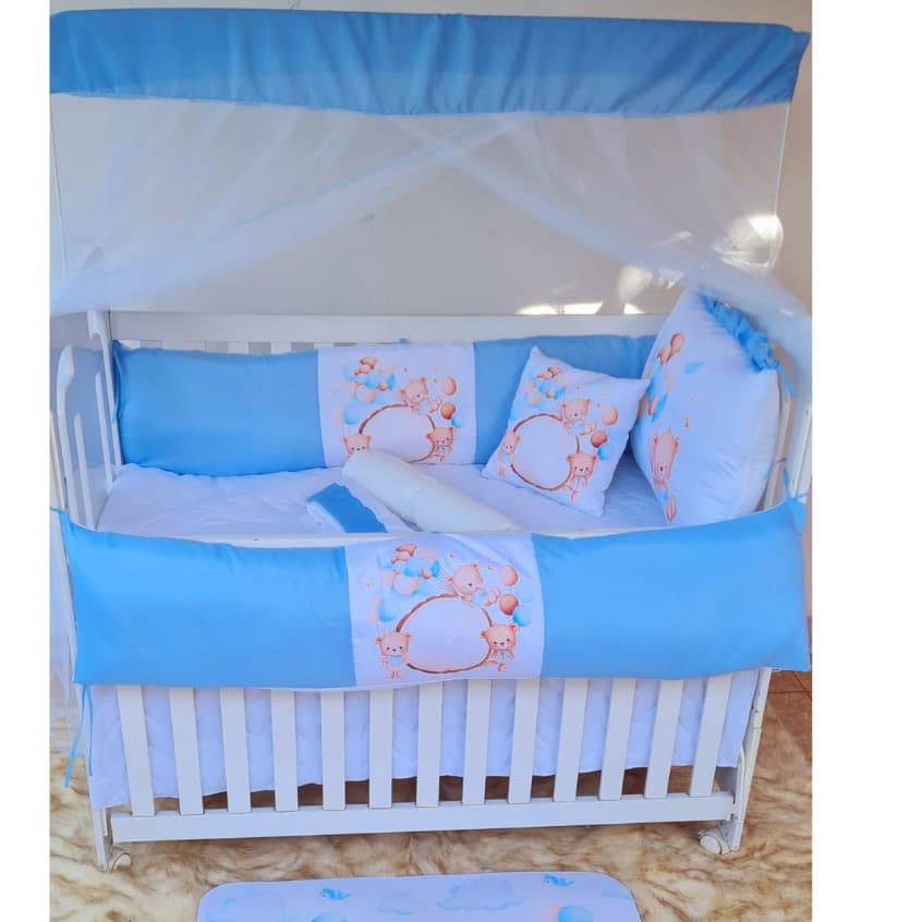 kit Berço Urso Balão Azul Padrão Americano