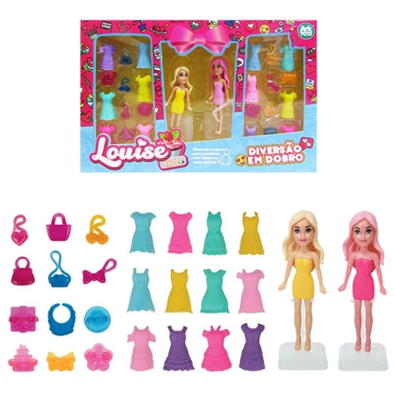 Boneca Louise Sweet Troca Roupa De Plástico E Acessório 27 Pçs Na Caixa