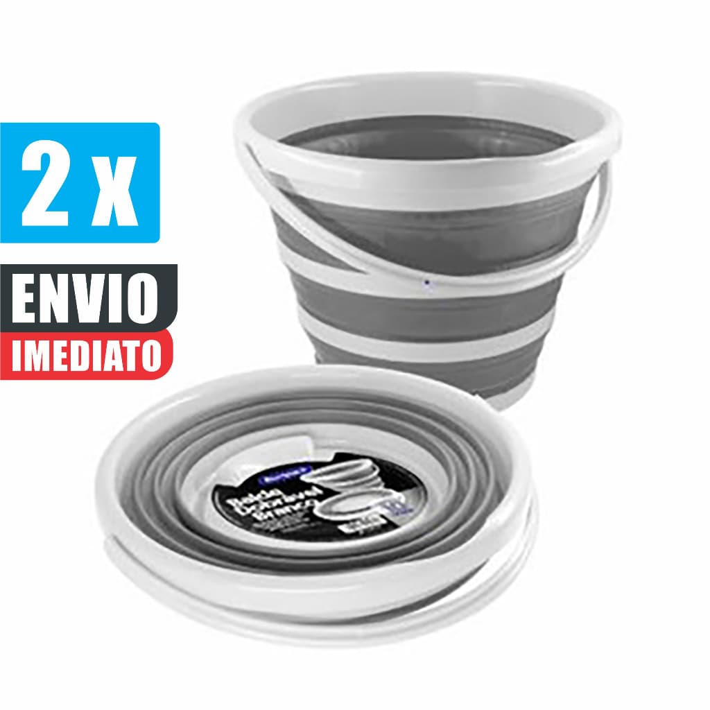 Kit 2 Balde Dobrável Retrátil 10 Litros Silicone Branco Original c/ Nota Fiscal
