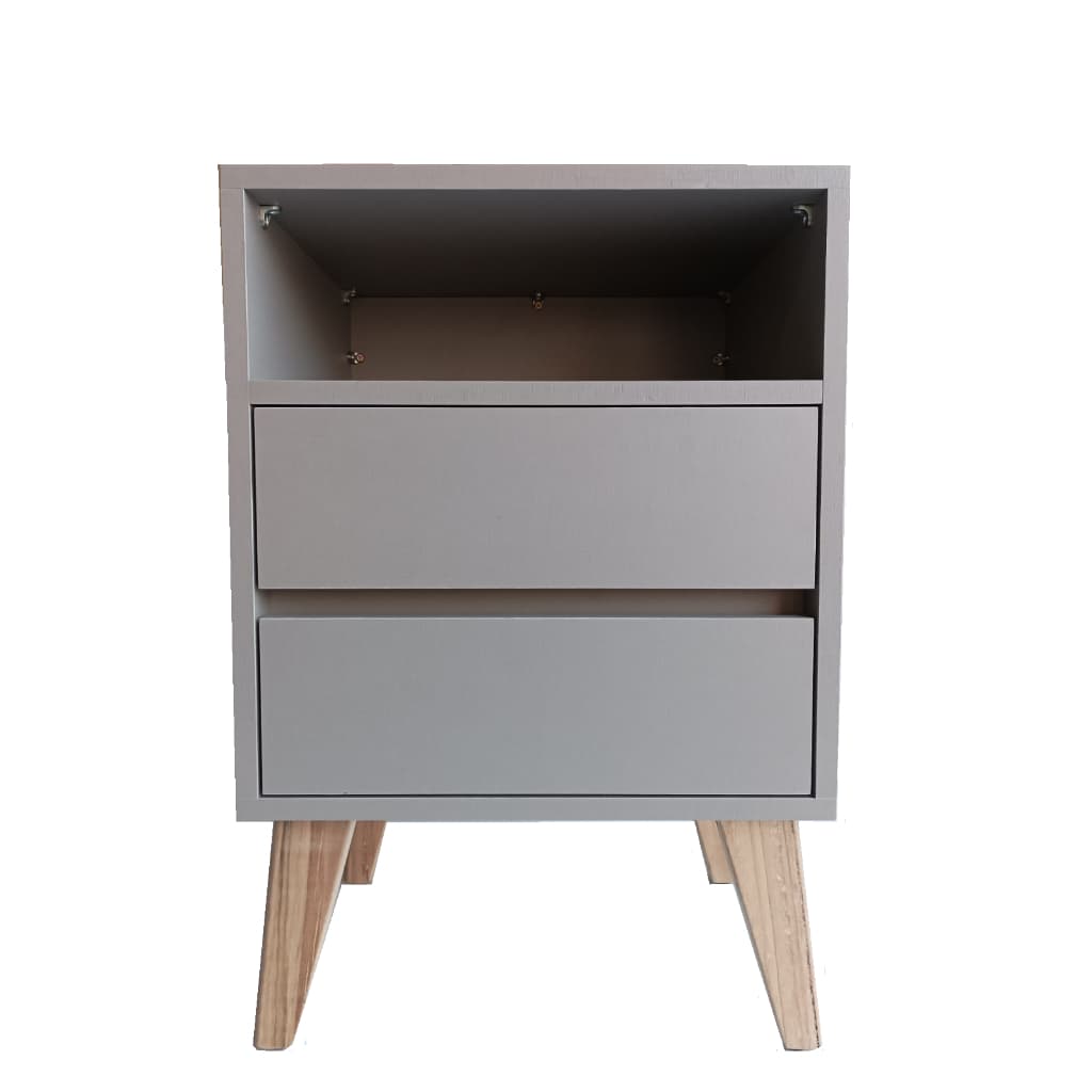 1 Mesa de Cabeceira 2 Gav e Nicho 100% MDF Montado Gianduia Trama C/ Pés 60cm