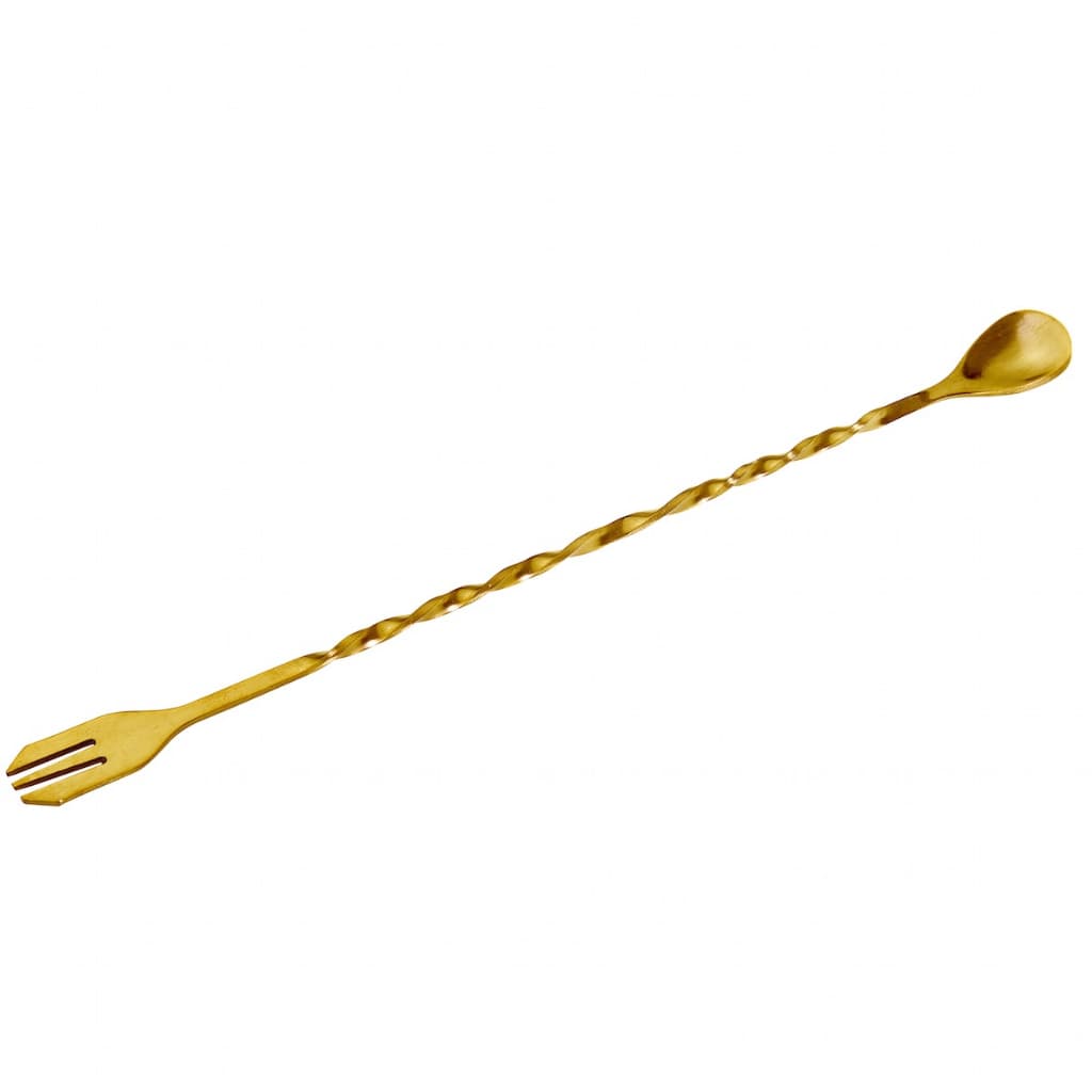 Colher Bailarina com garfo para suco - Dourado