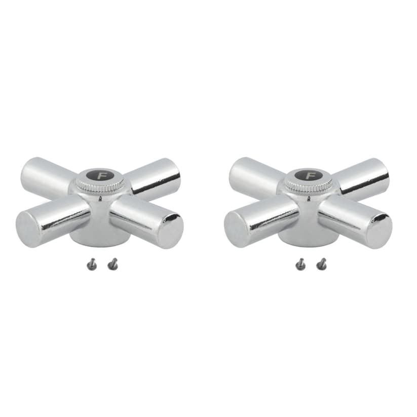 Kit 2 peças - Volante Metal Cromado Para Acabamento De Torneira Modelo Cruzeta C31 - Metal - COMPRE MAIS E PAGUE MENOS