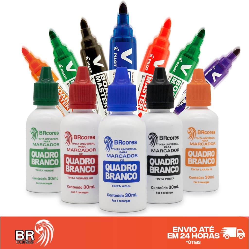 KIT- Pincel V-board Master + Tinta Marcador p/ Quadro Branco 30 ML