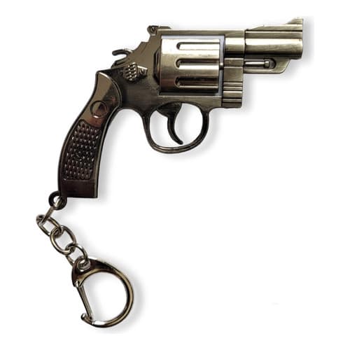 Chaveiro Miniatura Revólver Calibre 38 Metal Arma Pistola