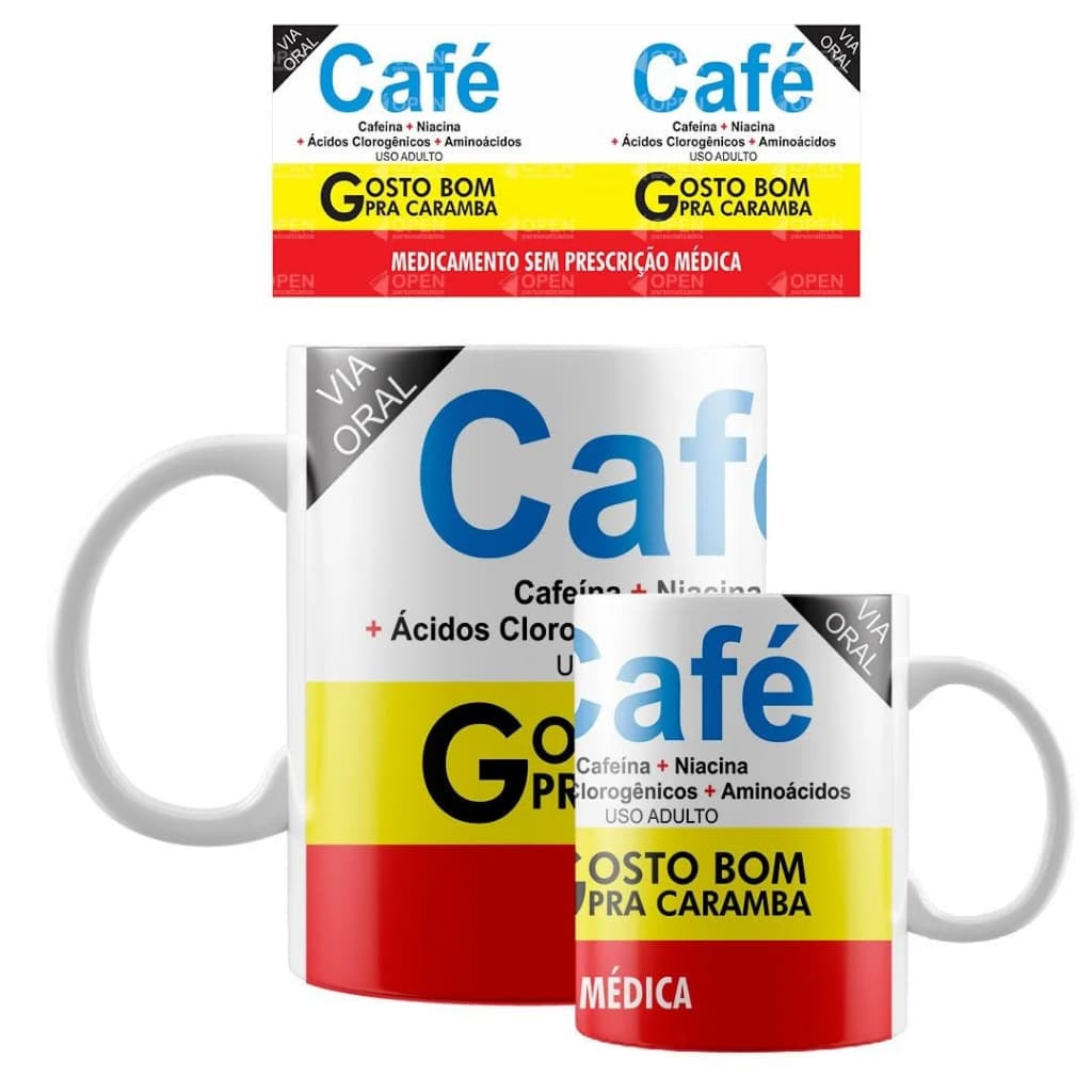 Caneca Porcelana Café; Remédio; Personalizada.
