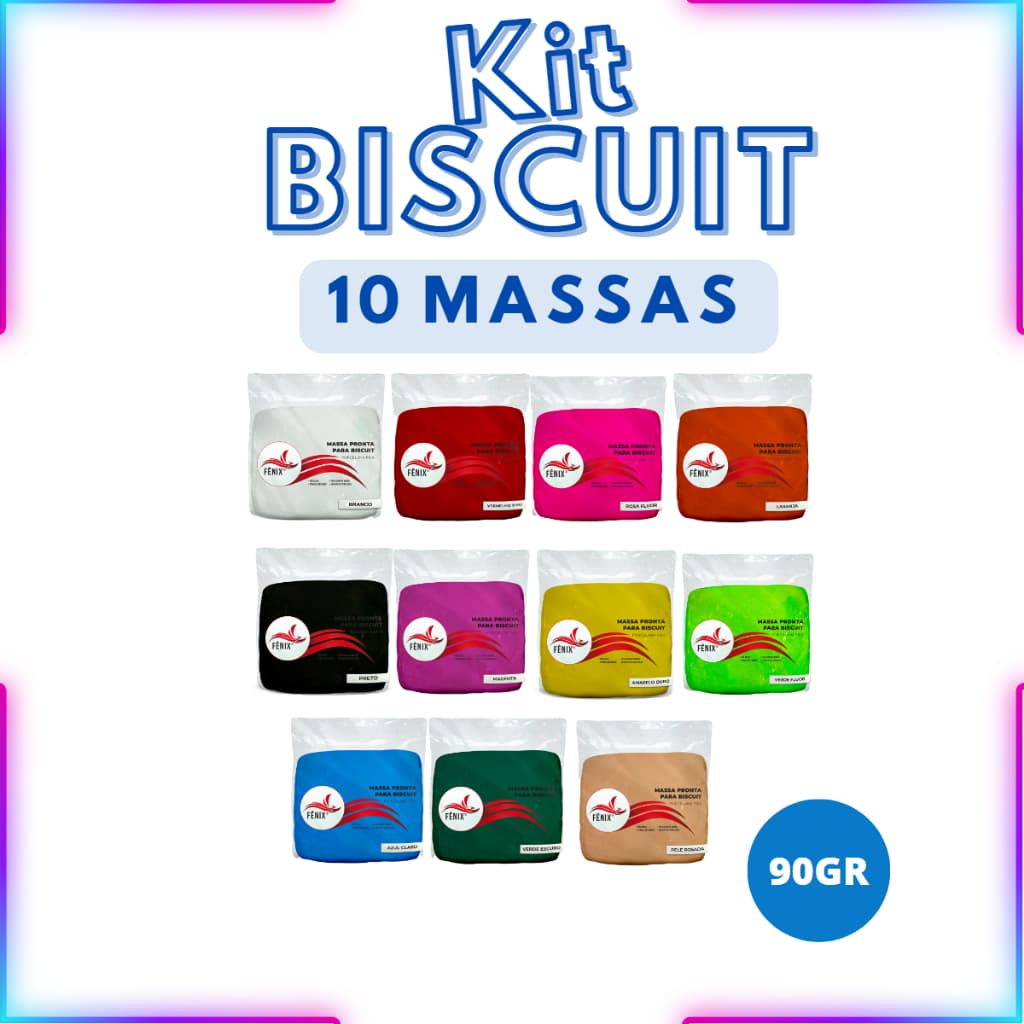 10 Massas de Biscuit Premium - 90g ( Escolha as cores via chat ou observação do pedido )